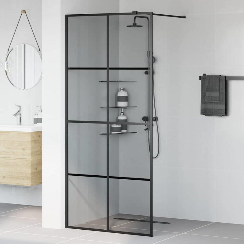 Afbeelding laden in galerijviewer, Vidaxl inloop douche wand zwart 90 x 195 cm gehard glas