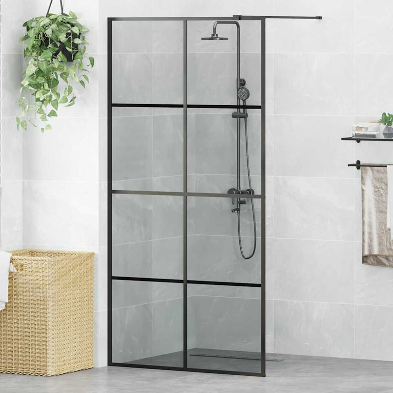 Afbeelding laden in galerijviewer, Vidaxl inloop douche wand zwart 100 x 195 cm gehard glas
