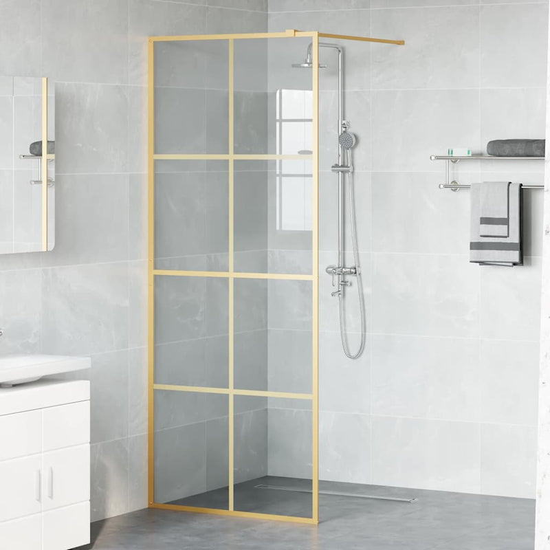 Afbeelding laden in galerijviewer, Vidaxl inloop douche wand goud 80 x 195 cm gehard glas