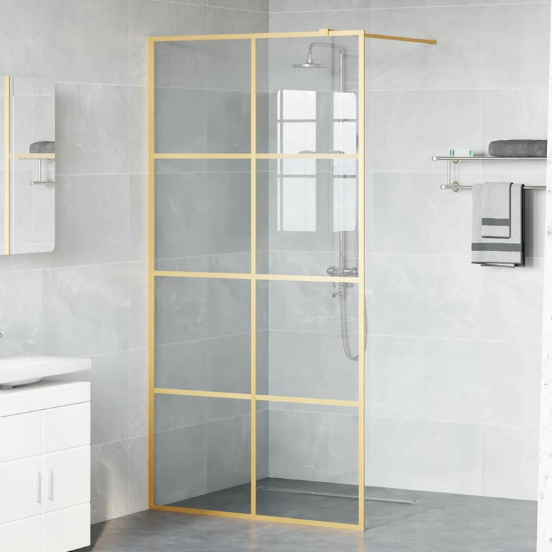 Afbeelding laden in galerijviewer, Vidaxl inloop douche wand goud 100 x 195 cm gehard glas