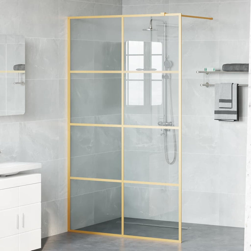 Afbeelding laden in galerijviewer, Vidaxl inloop douche wand goud 115 x 195 cm gehard glas