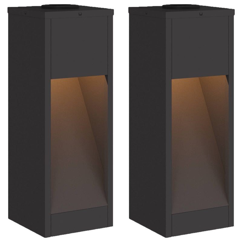 Afbeelding laden in galerijviewer, Vidaxl zonne led padverlichting 2 pcs zwart koudgewalst staal
