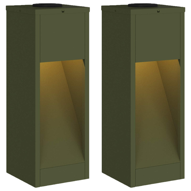Afbeelding laden in galerijviewer, Vidaxl zonne led padverlichting 2 pcs olijf groen koudgewalst staal