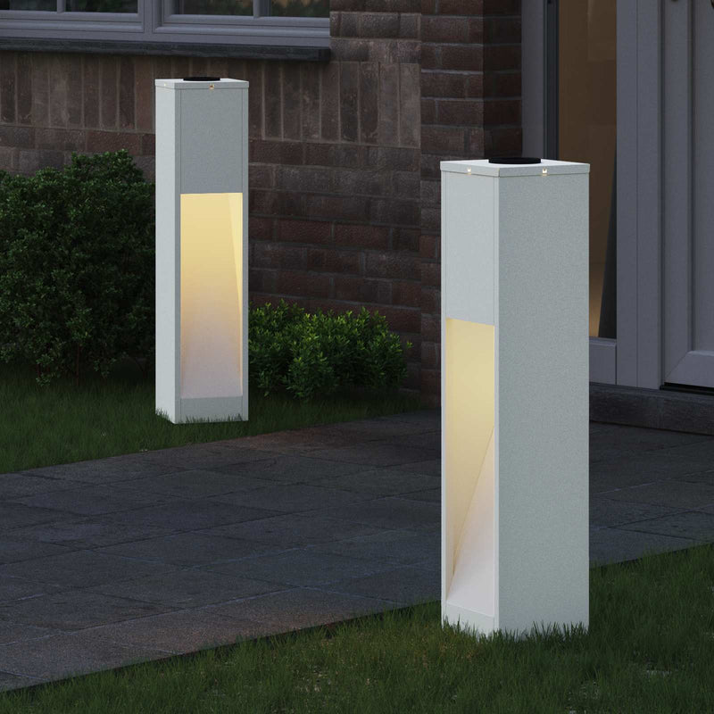 Afbeelding laden in galerijviewer, Vidaxl zonne led padverlichting 2 pcs wit koudgewalst staal