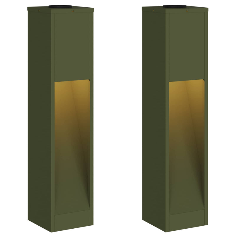 ギャラリービューアに画像をロードする, Vidaxl zonne led padverlichting 2 pcs olijf groen koudgewalst staal