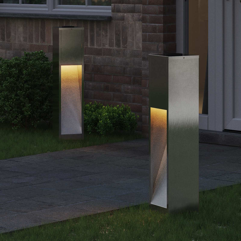 ギャラリービューアに画像をロードする, Vidaxl zonne led padverlichting 2 pcs zilver roestvrij staal