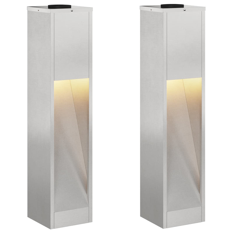 ギャラリービューアに画像をロードする, Vidaxl zonne led padverlichting 2 pcs zilver roestvrij staal