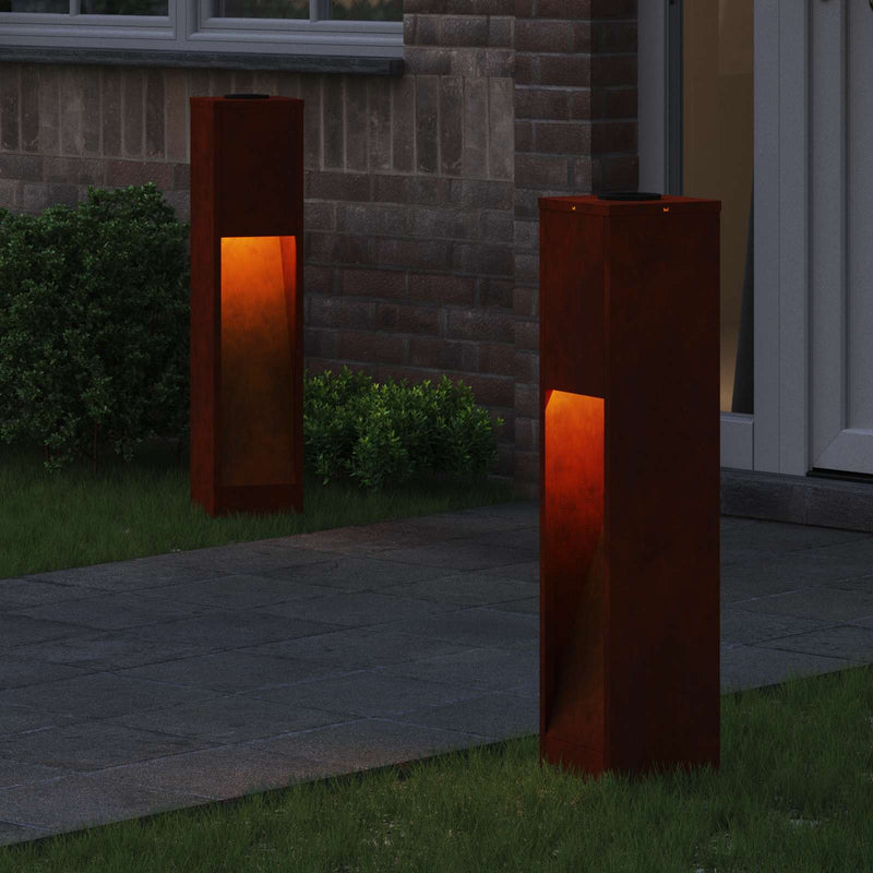 Chargez l'image dans la visionneuse de la galerie, Vidaxl zonne led padverlichting 2 pcs brons cortenstaal