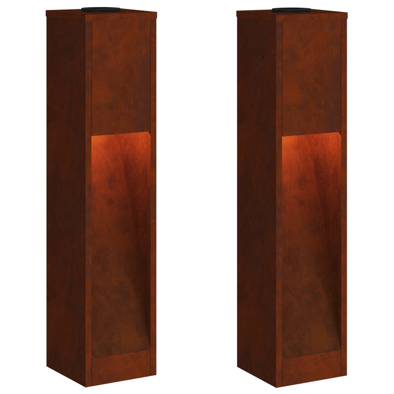 Chargez l'image dans la visionneuse de la galerie, Vidaxl zonne led padverlichting 2 pcs brons cortenstaal