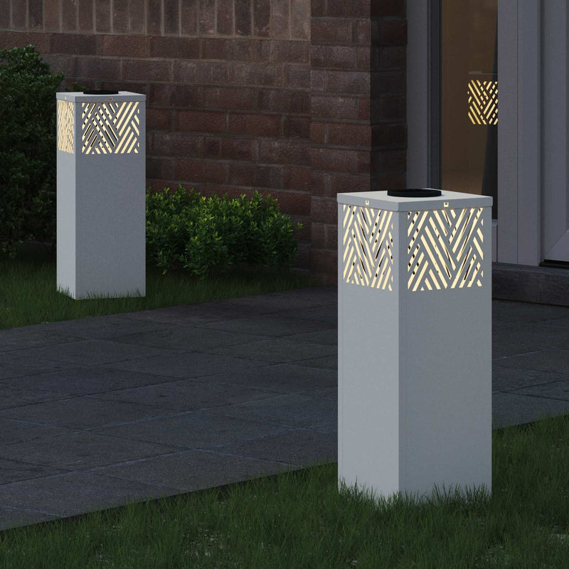 Chargez l'image dans la visionneuse de la galerie, Vidaxl solar led pad licht 2 pcs wit koudgewalst staal
