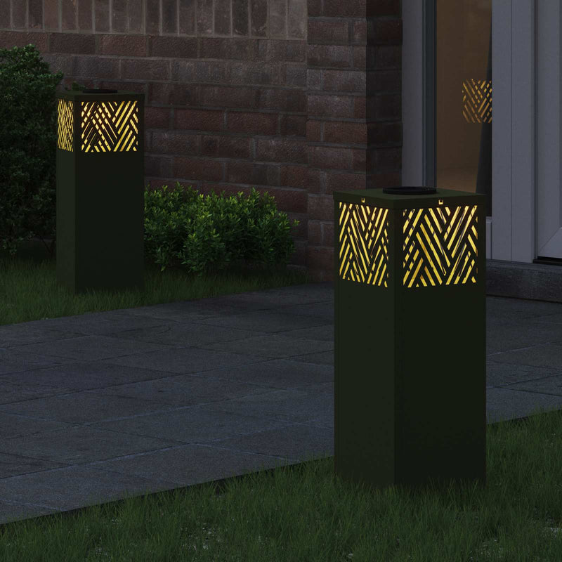 Chargez l'image dans la visionneuse de la galerie, Vidaxl solar led pad licht 2 pcs olijf groen koudgewalst staal