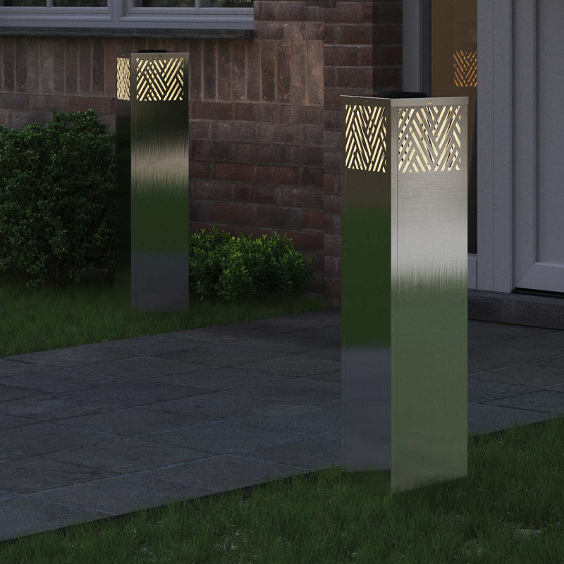 Afbeelding laden in galerijviewer, Vidaxl solar led pad licht 2 pcs zilver roestvrij staal