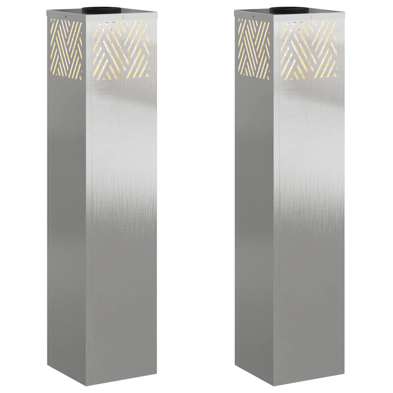 Afbeelding laden in galerijviewer, Vidaxl solar led pad licht 2 pcs zilver roestvrij staal