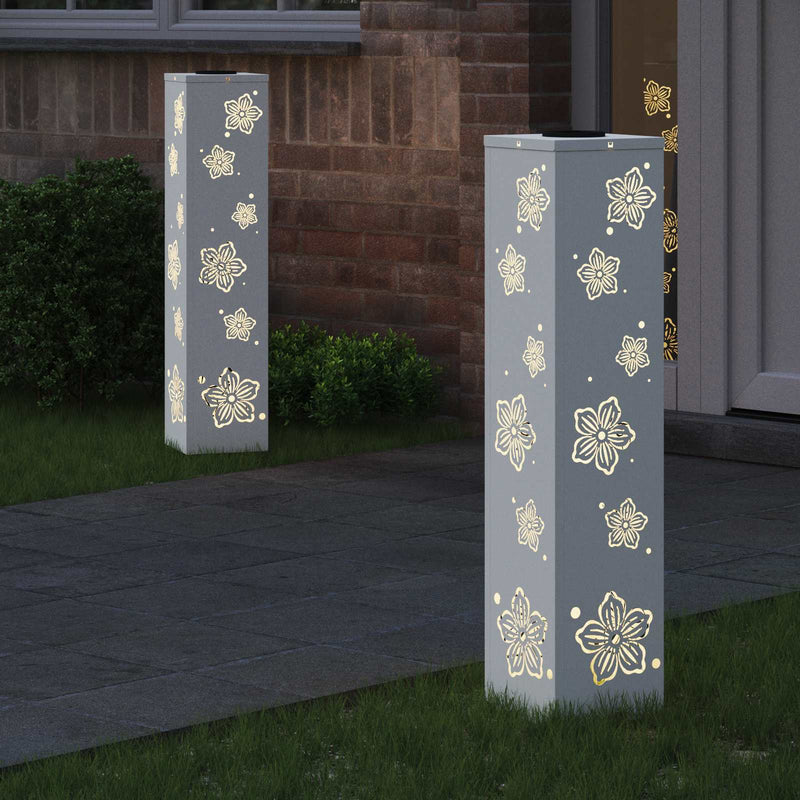 Chargez l'image dans la visionneuse de la galerie, Vidaxl solar led pad licht 2 pcs wit koudgewalst staal