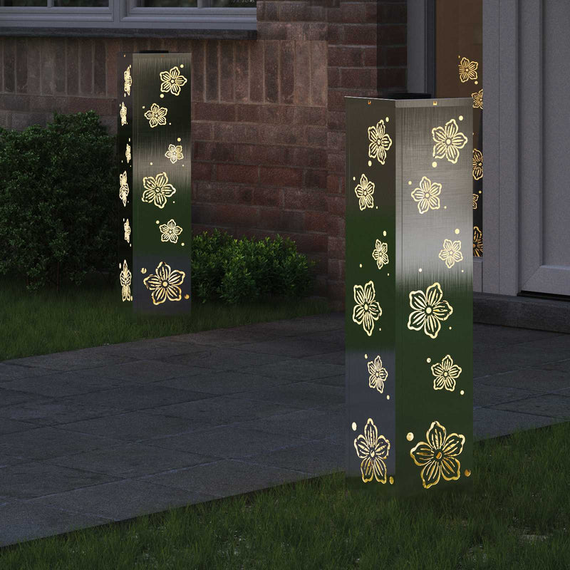 Chargez l'image dans la visionneuse de la galerie, Vidaxl solar led pad licht 2 pcs zilver roestvrij staal