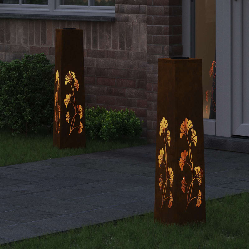 Afbeelding laden in galerijviewer, Vidaxl solar led pad licht 2 pcs roestig cortenstaal