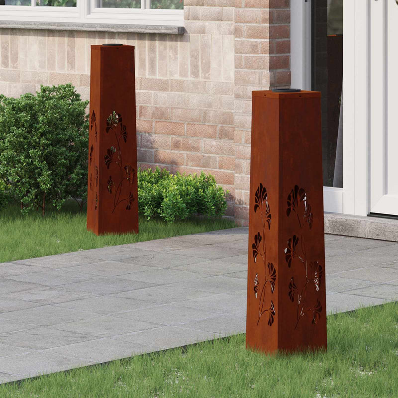 Afbeelding laden in galerijviewer, Vidaxl solar led pad licht 2 pcs roestig cortenstaal