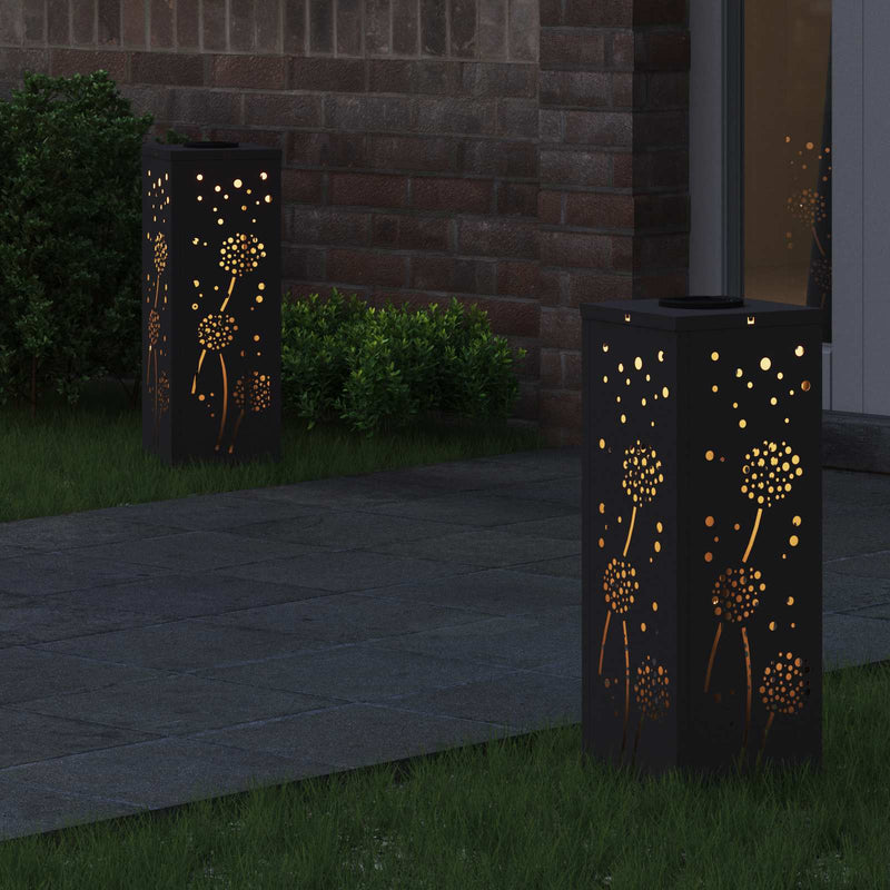 Chargez l'image dans la visionneuse de la galerie, Vidaxl solar led pad licht 2 pcs zwart koudgewalst staal
