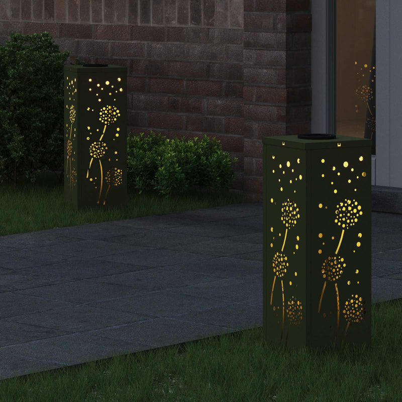 Chargez l'image dans la visionneuse de la galerie, Vidaxl solar led pad licht 2 pcs olijf groen koudgewalst staal