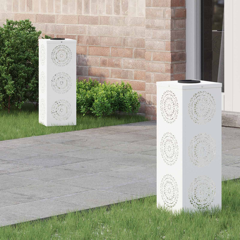 Chargez l'image dans la visionneuse de la galerie, Vidaxl solar led pad licht 2 pcs wit koudgewalst staal