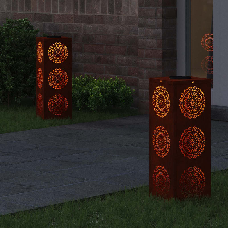 ギャラリービューアに画像をロードする, Vidaxl solar led pad licht 2 pcs roestig cortenstaal