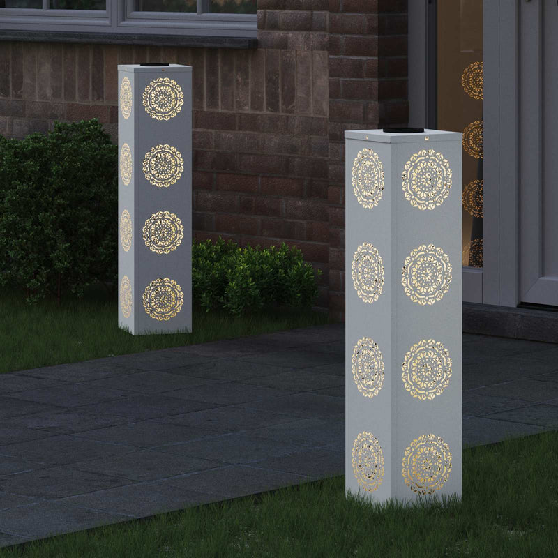ギャラリービューアに画像をロードする, Vidaxl solar led pad licht 2 pcs wit koudgewalst staal