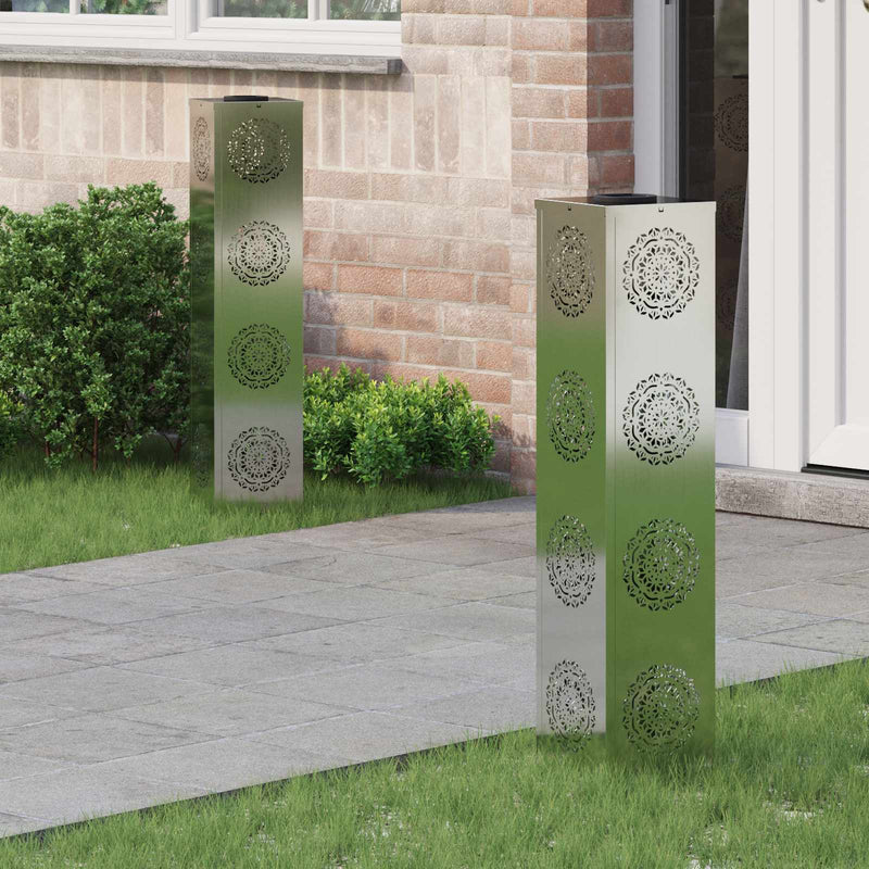 ギャラリービューアに画像をロードする, Vidaxl solar led pad licht 2 pcs zilver gegalvaniseerd staal