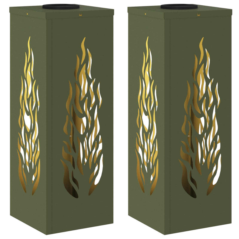 ギャラリービューアに画像をロードする, Vidaxl solar led pad licht 2 pcs olijf groen koudgewalst staal