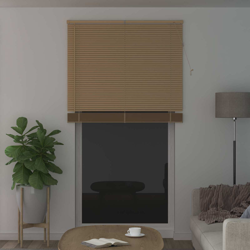 Chargez l'image dans la visionneuse de la galerie, Vidaxl venetiaanse blind lichtbruin met patroon 213 x 120 cm pvc