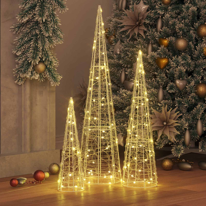Chargez l'image dans la visionneuse de la galerie, Vidaxl kerstboom met 90 led 3 pcs warmwit 20 x 20 x 80 cm acryl
