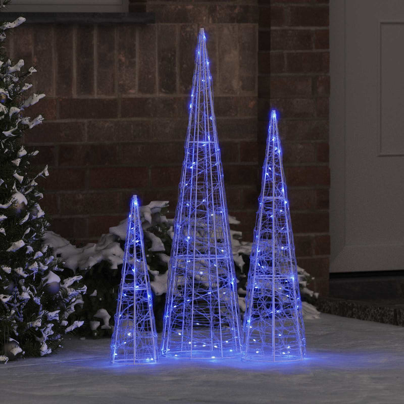 ギャラリービューアに画像をロードする, Vidaxl kerstboom met 90 led 3 pcs blauw 20 x 20 x 80 cm acryl