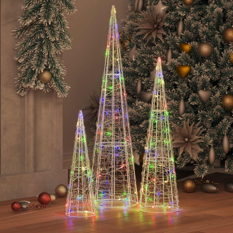 Chargez l'image dans la visionneuse de la galerie, Vidaxl kerstboom met 90 led 3 pcs multikleur 20 x 20 x 80 cm acryl