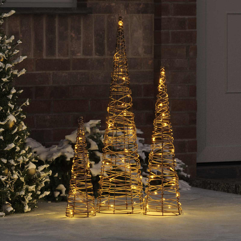 Chargez l'image dans la visionneuse de la galerie, Vidaxl kerstboom met 90 led 3 pcs warmwit 20 x 20 x 80 cm rattan