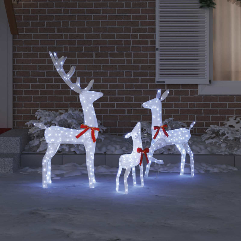 Chargez l'image dans la visionneuse de la galerie, Vidaxl rendierfamilie met 300 led 3 pcs koudwit 68 x 26 x 127 cm stof