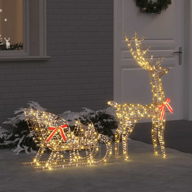 Chargez l'image dans la visionneuse de la galerie, Vidaxl rendier trek slede met 200 led warmwit 70 x 26 x 129 cm pet