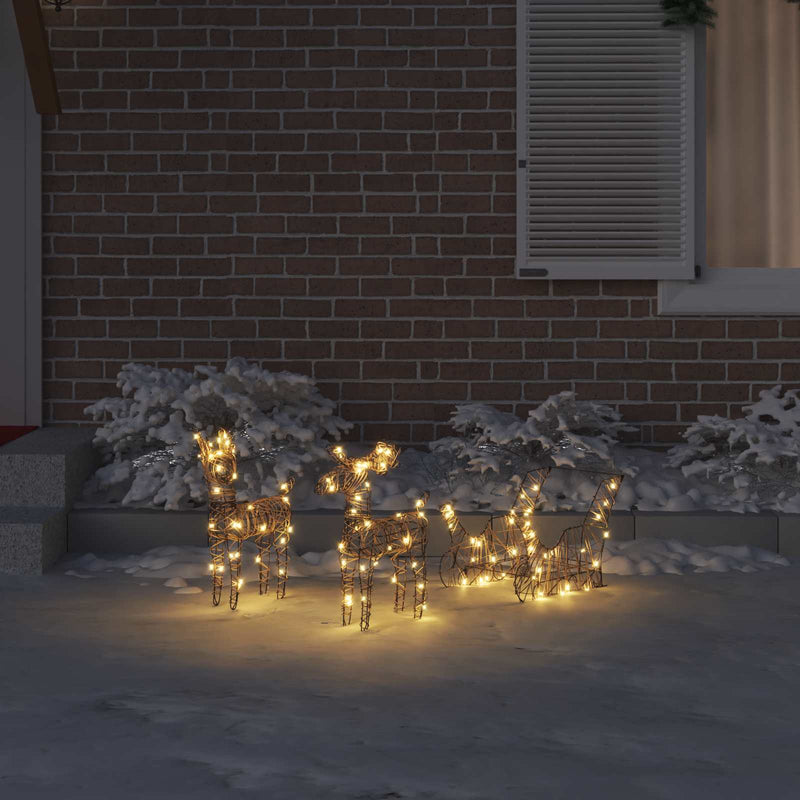 Chargez l'image dans la visionneuse de la galerie, Vidaxl rendier trek slede met 160 led warmwit 53 x 28 x 33 cm rattan