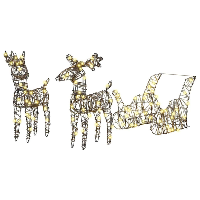 Chargez l'image dans la visionneuse de la galerie, Vidaxl rendier trek slede met 160 led warmwit 53 x 28 x 33 cm rattan