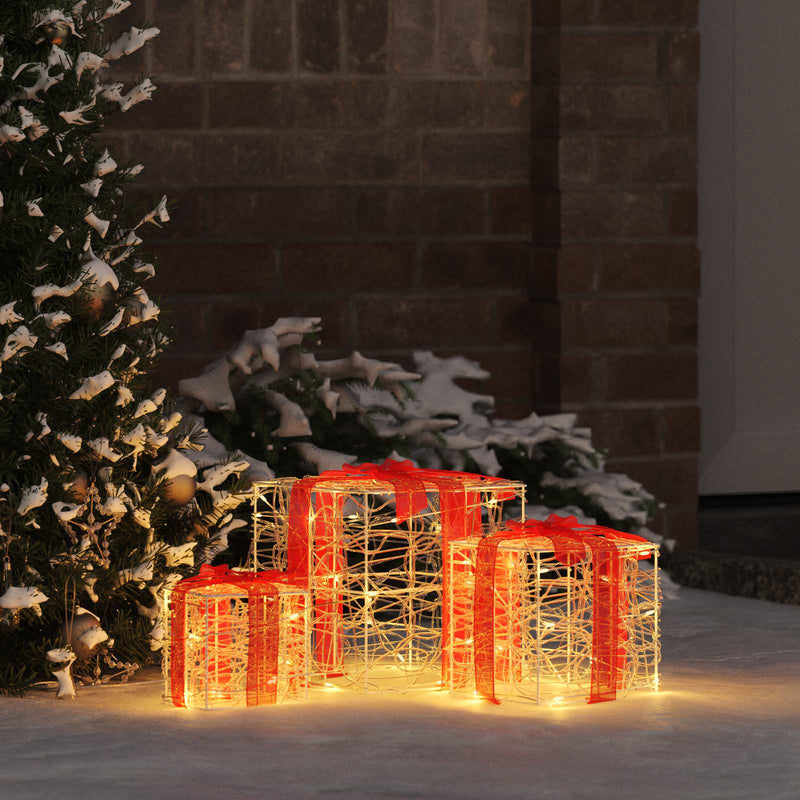 Chargez l'image dans la visionneuse de la galerie, Vidaxl cadeau doos met 60 led 3 pcs warmwit 20 x 20 x 20 cm acryl