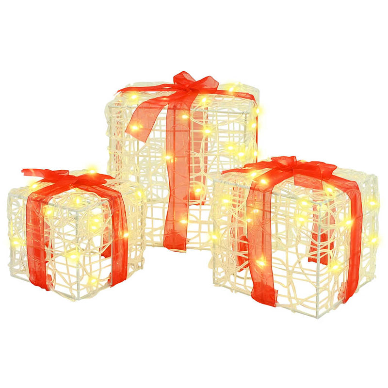 Chargez l'image dans la visionneuse de la galerie, Vidaxl cadeau doos met 60 led 3 pcs warmwit 20 x 20 x 20 cm acryl
