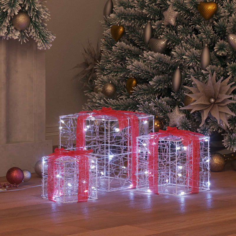 Chargez l'image dans la visionneuse de la galerie, Vidaxl cadeau doos met 60 led 3 pcs koudwit 20 x 20 x 20 cm acryl