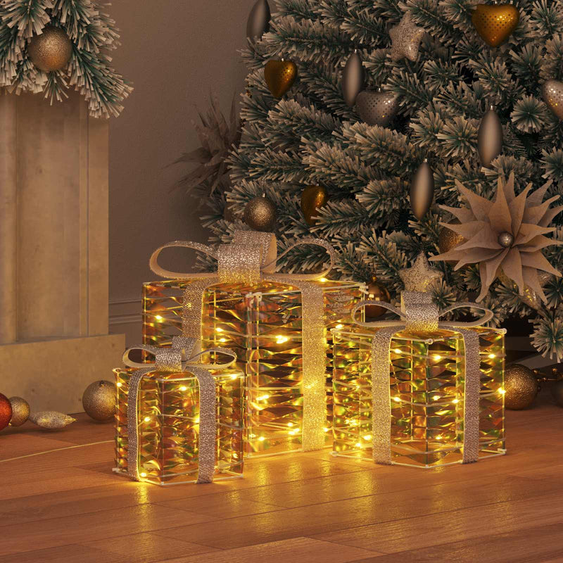 ギャラリービューアに画像をロードする, Vidaxl cadeau doos met 60 led 3 pcs warmwit 20 x 20 x 20 cm pet