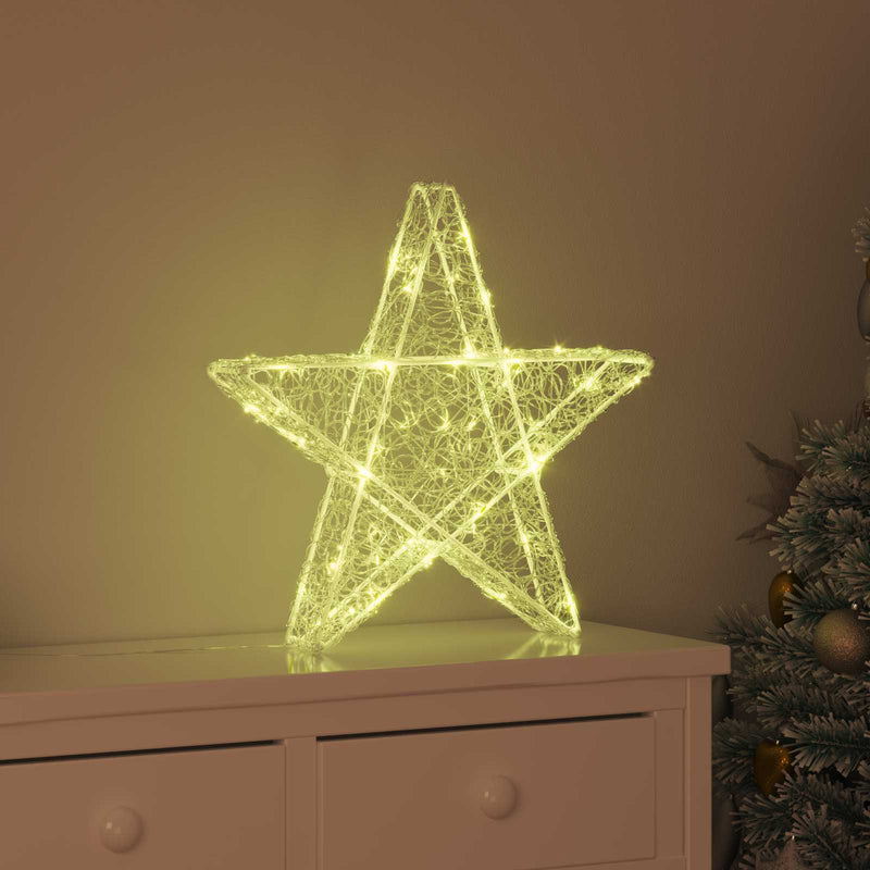 Chargez l'image dans la visionneuse de la galerie, Vidaxl 3d ster met 50 led warmwit 55 x 53,5 x 10 cm acryl