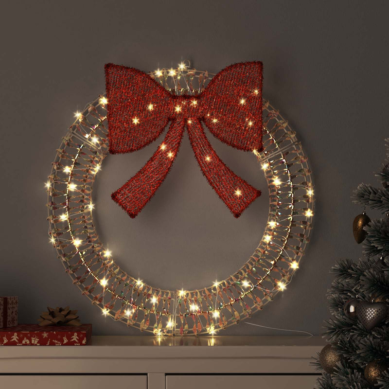 Chargez l'image dans la visionneuse de la galerie, Vidaxl krans met 60 led warmwit 76 x 76 x 8 cm pet