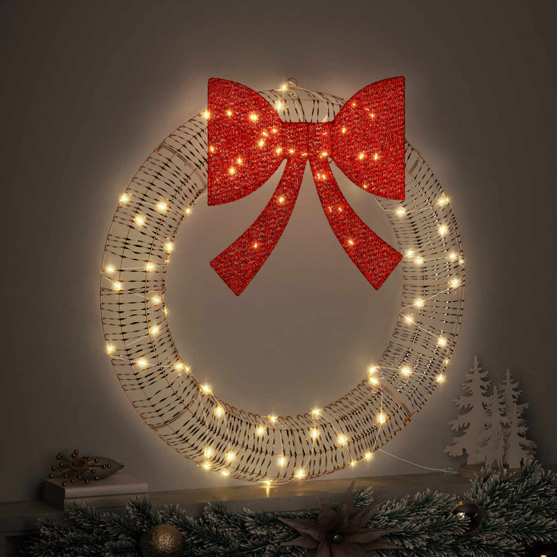Chargez l'image dans la visionneuse de la galerie, Vidaxl krans met 60 led warmwit 76 x 76 x 8 cm pet