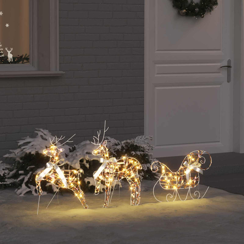 Chargez l'image dans la visionneuse de la galerie, Vidaxl led rendieren met 60 led 3 pcs warmwit pet