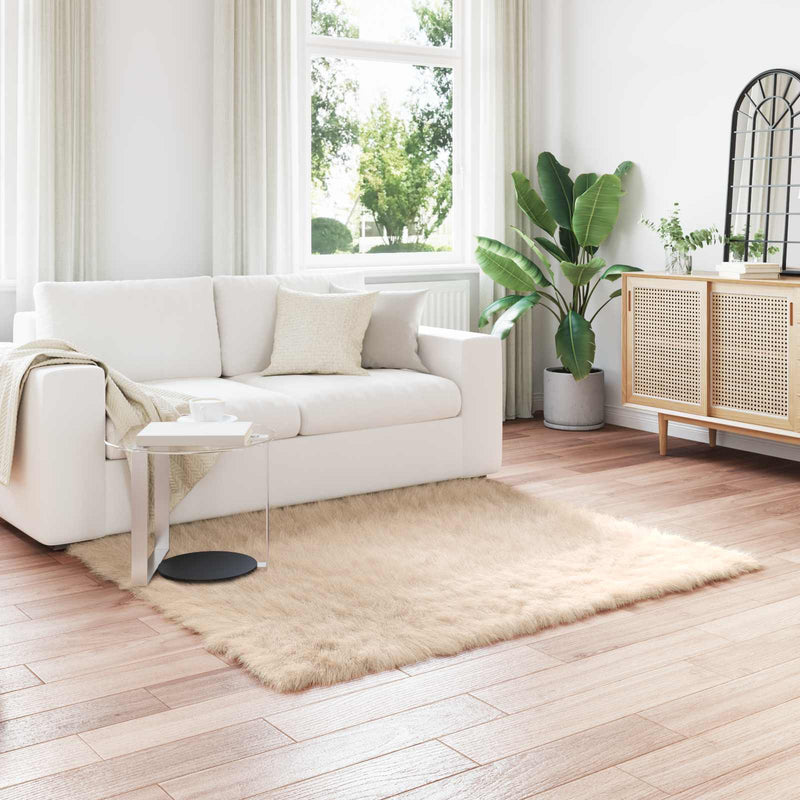 ギャラリービューアに画像をロードする, Vidaxl nep schapenvacht tapijt tafalla beige 120 x 120 cm polyester
