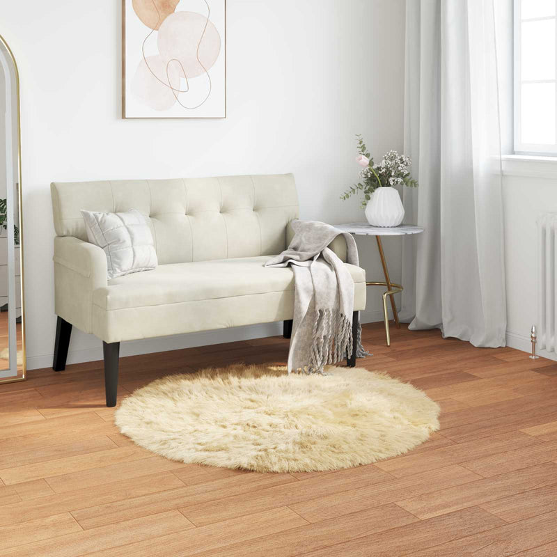 Chargez l'image dans la visionneuse de la galerie, Vidaxl nep schapenvacht tapijt tafalla crème ø 120 cm polyester