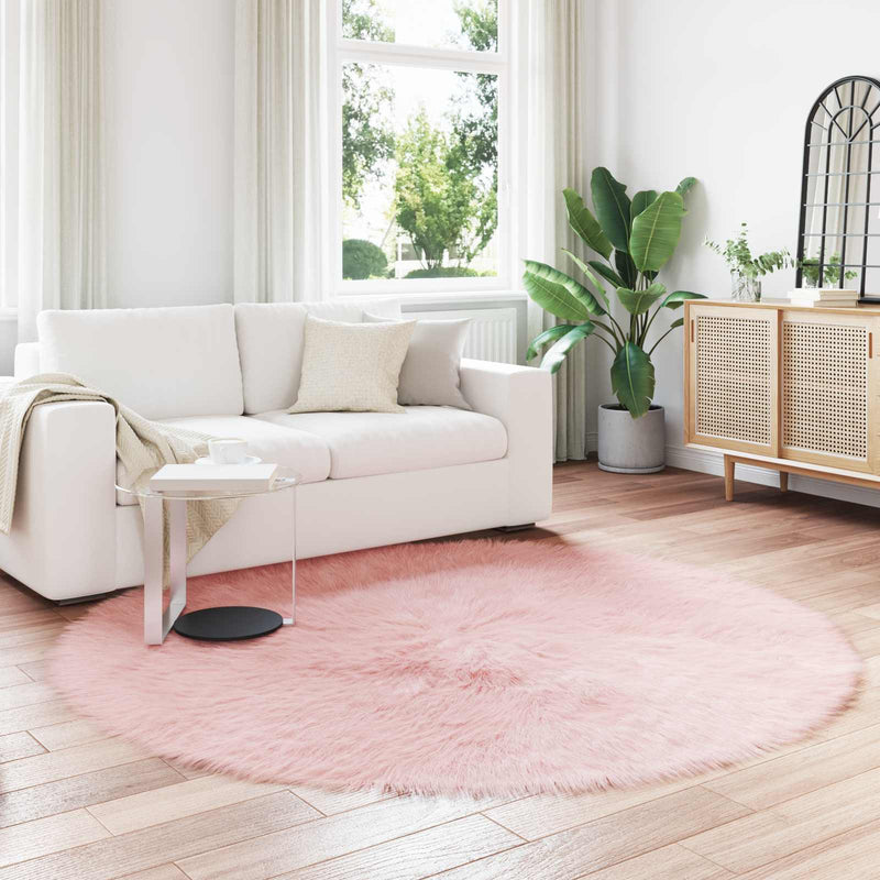 Chargez l'image dans la visionneuse de la galerie, Vidaxl nep schapenvacht tapijt tafalla roze ø 160 cm polyester
