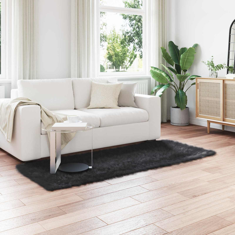 Afbeelding laden in galerijviewer, Vidaxl nep schapenvacht tapijt tafalla zwart 100 x 200 cm polyester