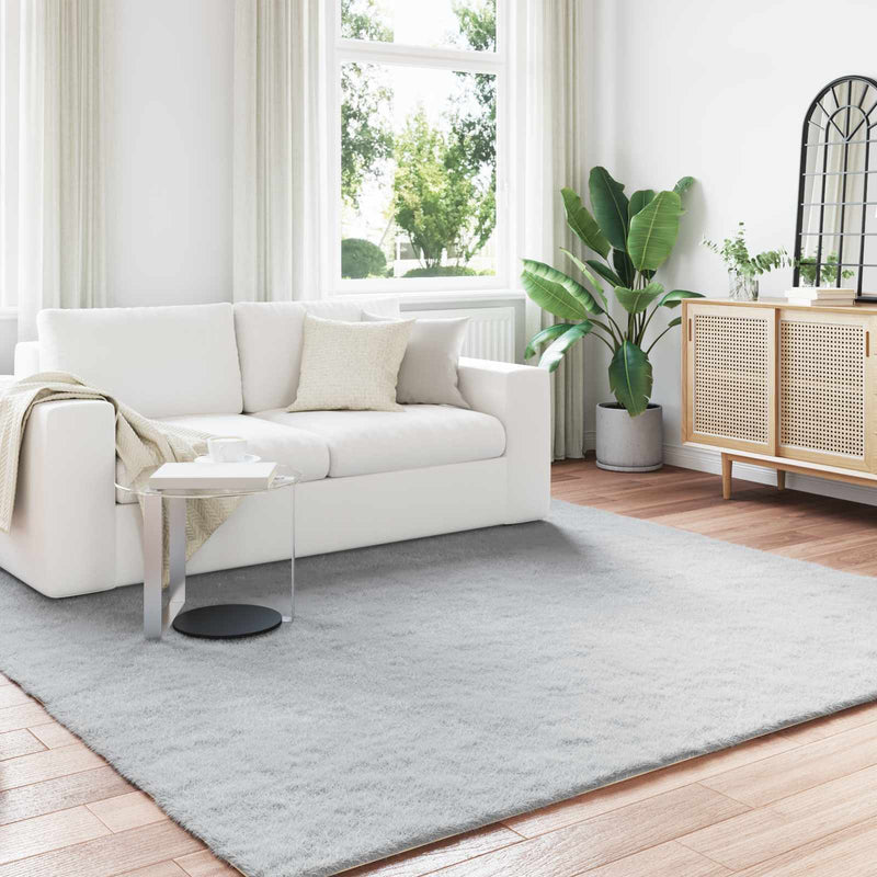 Afbeelding laden in galerijviewer, Vidaxl nep konijnenbont tapijt olite grijs 240 x 240 cm polyester